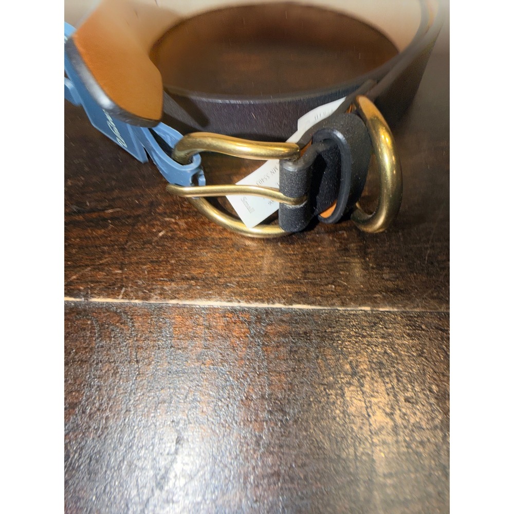 Target Women Black Faux Leather Belt Gold Horseshoe Buckle Small AAK32 NEW